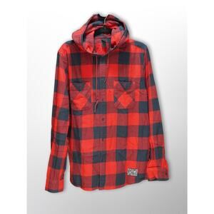 Lifetime Men's Red Hoodie Button-Down - Size Large